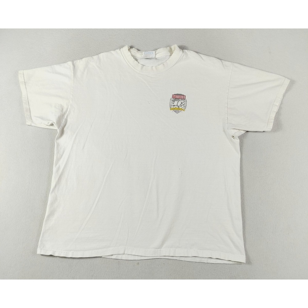 Vintage 90s Hanes Beefy Stanford Publishing Course Shirt Mens XL White‎ College